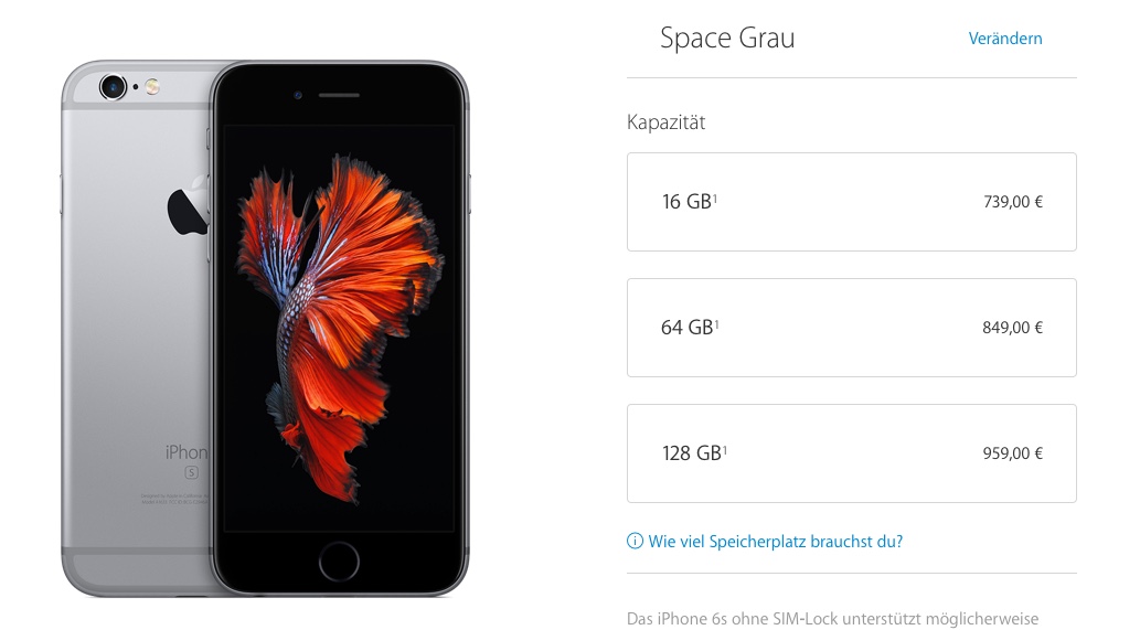 iPhone 6s vertragsfrei